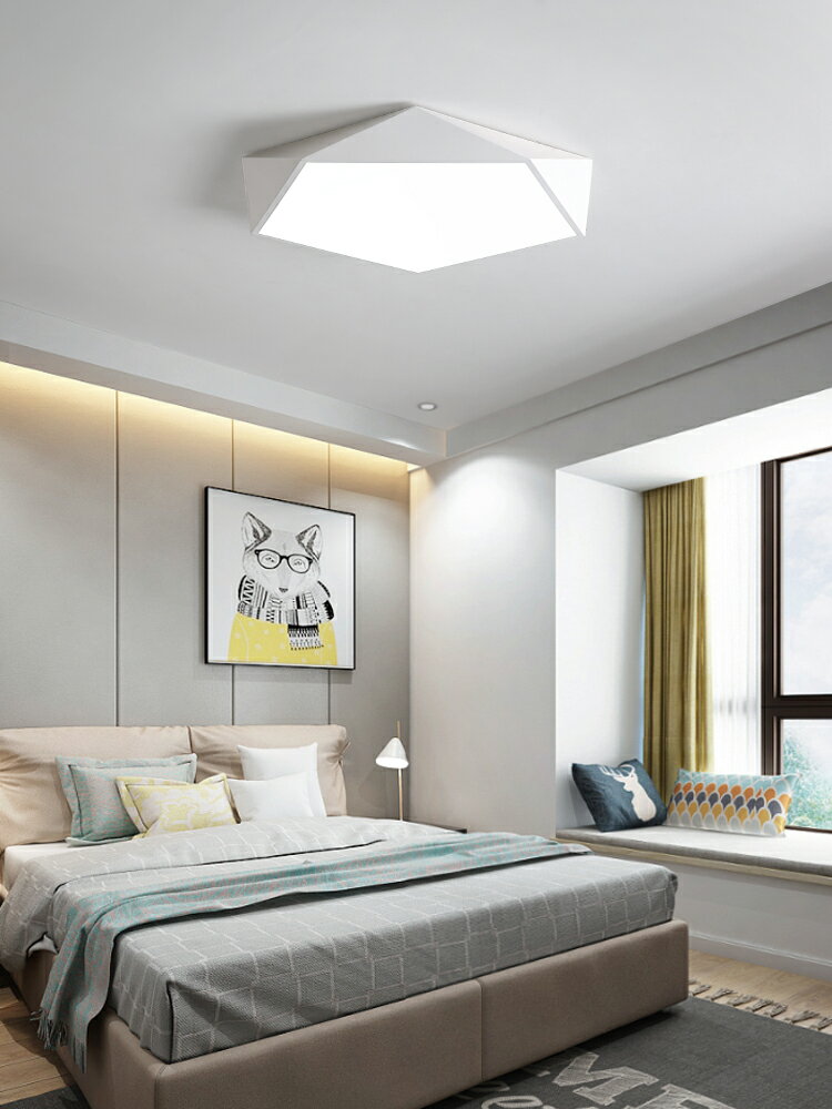 幾何多邊形薄燈具led臥室燈簡約時尚吸頂燈溫馨浪漫創意兒童房間