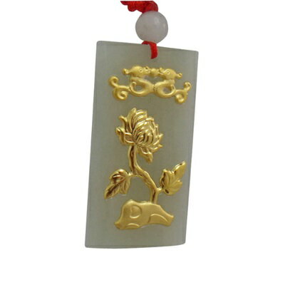 金鑲玉項鍊 和闐玉吊墜-時尚大方精美菊花情人節生日禮物男女飾品73gf101【獨家進口】【米蘭精品】