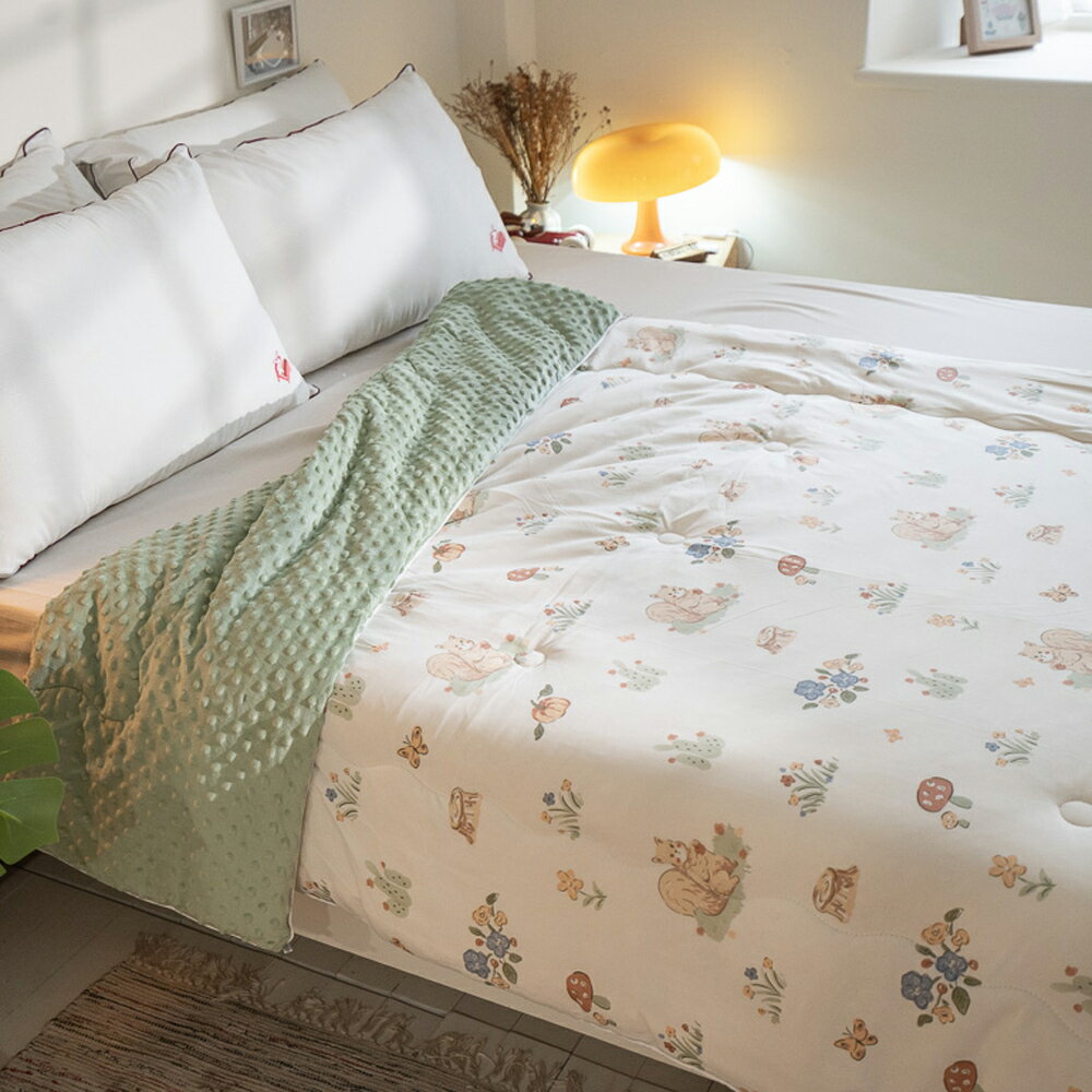 ins針織 點點被 松鼠花園 5X7尺  可單蓋 暖被 冬被 棉床本舖 媲美韓國棉被 9