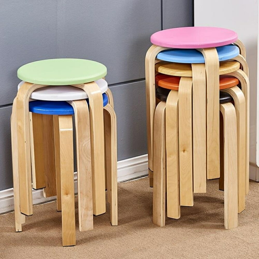 椅子家用椅子簡易實木凳子椅子家用板凳時尚創意餐桌凳高凳加厚成人圓凳子DF 維多原創 免運