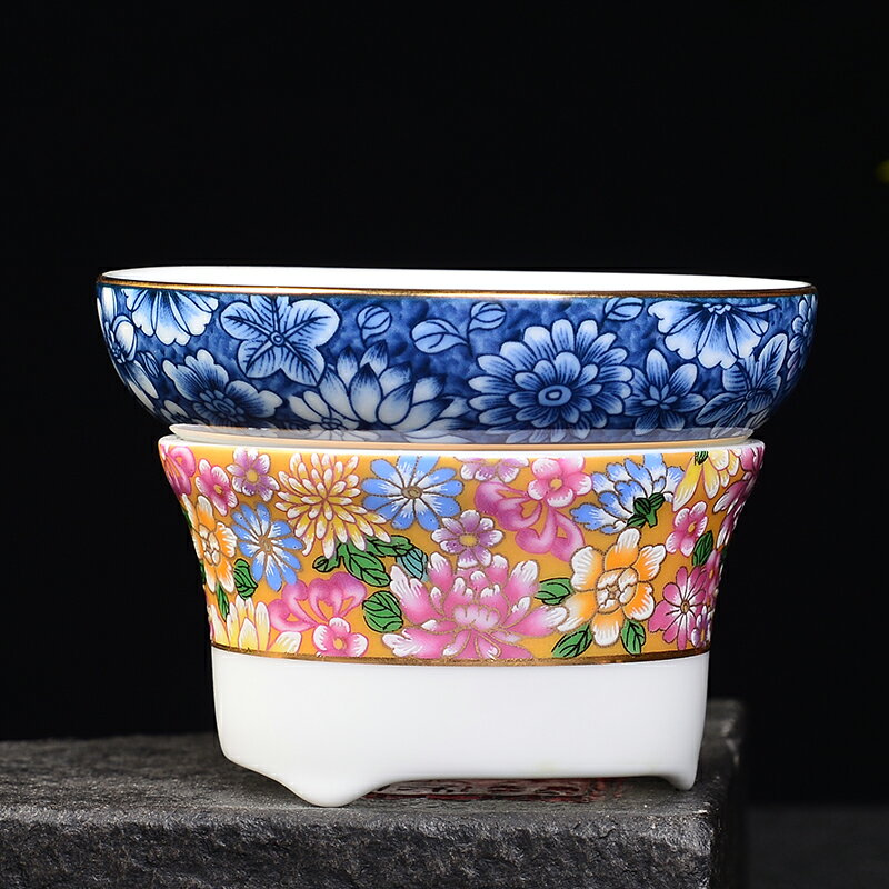 手繪茶漏茶濾陶瓷過濾泡茶器功夫茶具零配濾網茶隔茶葉過濾器茶濾1入