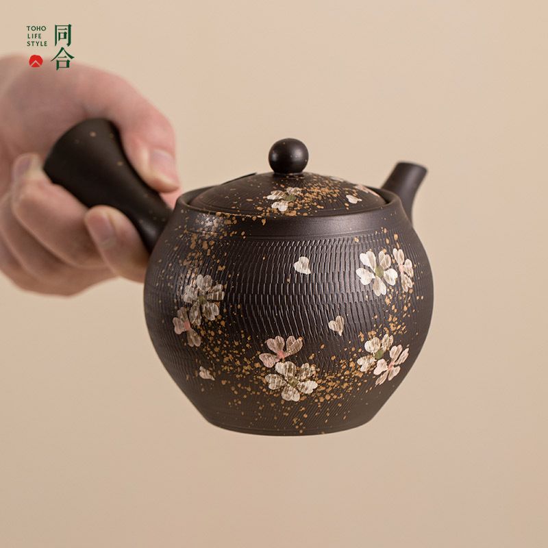 公司貨 超低價 日本進口常滑燒櫻花急須壺日式手工防燙過濾功夫茶具沖泡茶壺 快速發貨