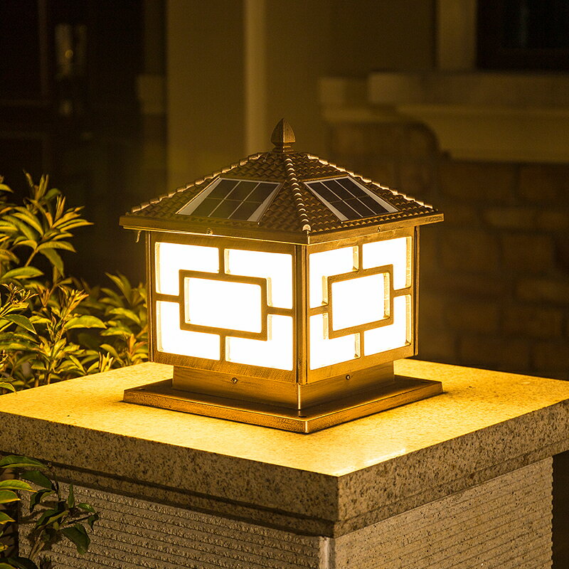 柱頭燈太陽能戶外防水花園別墅家用大門圍墻柱子燈LED室外庭院燈