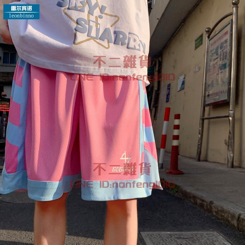 美式籃球短褲 男夏季薄款休閑沙灘褲 寬松潮流運動條紋五分褲【不二雜貨】