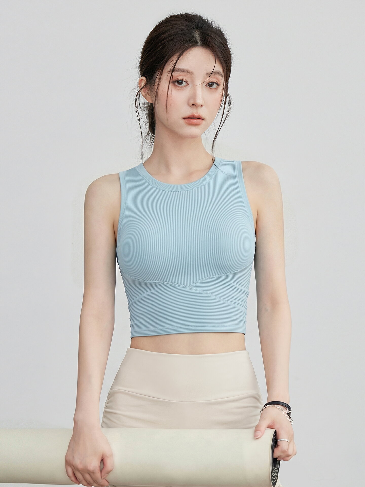 VOJ瑜伽背心女帶胸墊一體式防震透氣運動內衣美背瑜伽服健身胸罩