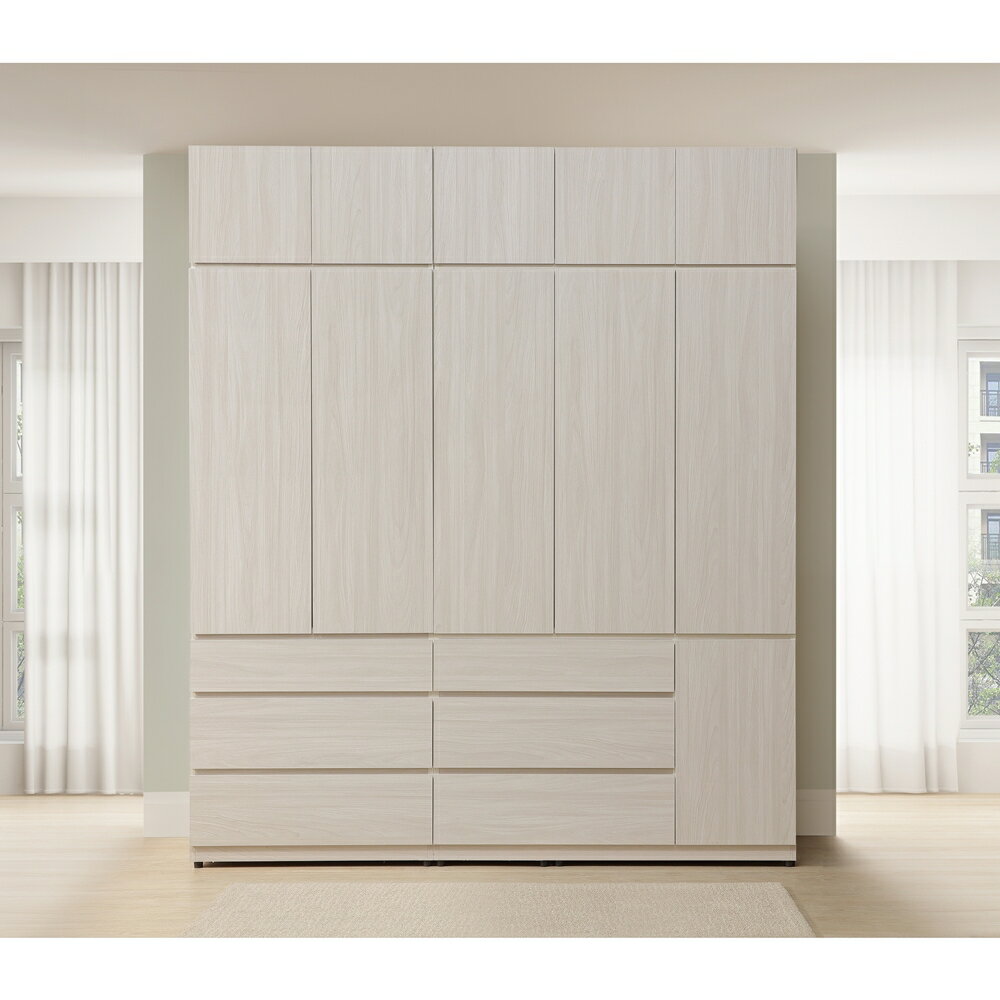 【直人木業】UL極簡風白榆木200CM三抽開門高被櫃衣櫃 (三抽80CM/開門120CM)｜休閒空間｜APP結帳再賺4%點數 1