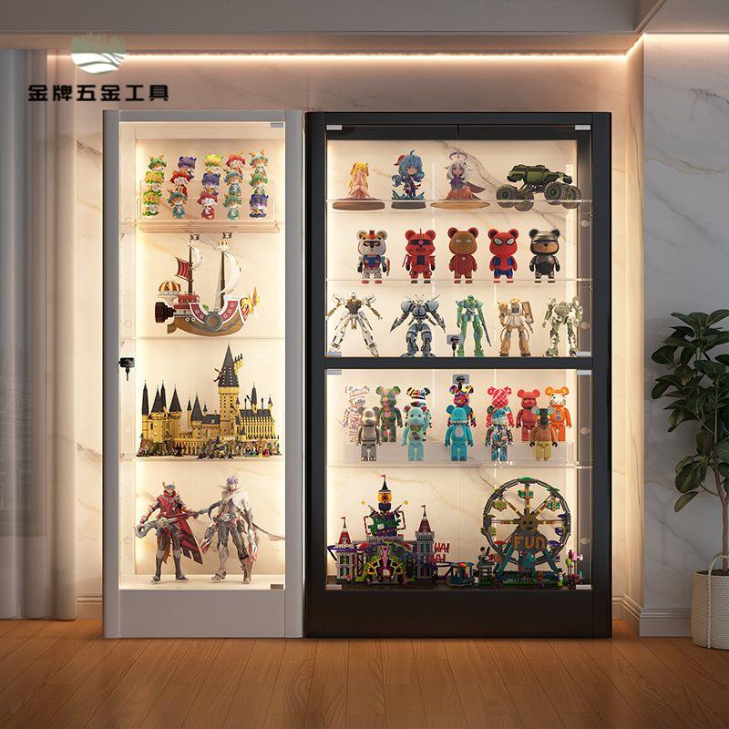 廠家直銷 展示櫃 收納櫃 儲物櫃 陳列館 手辦展示櫃帶燈玻璃櫃防塵透明樂高展示櫃家用模型玩具櫃子展示架 現貨免運syyh