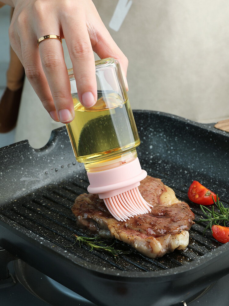 日本玻璃調味罐油刷帶瓶一體式家用神器耐高溫廚房矽膠刷油刷