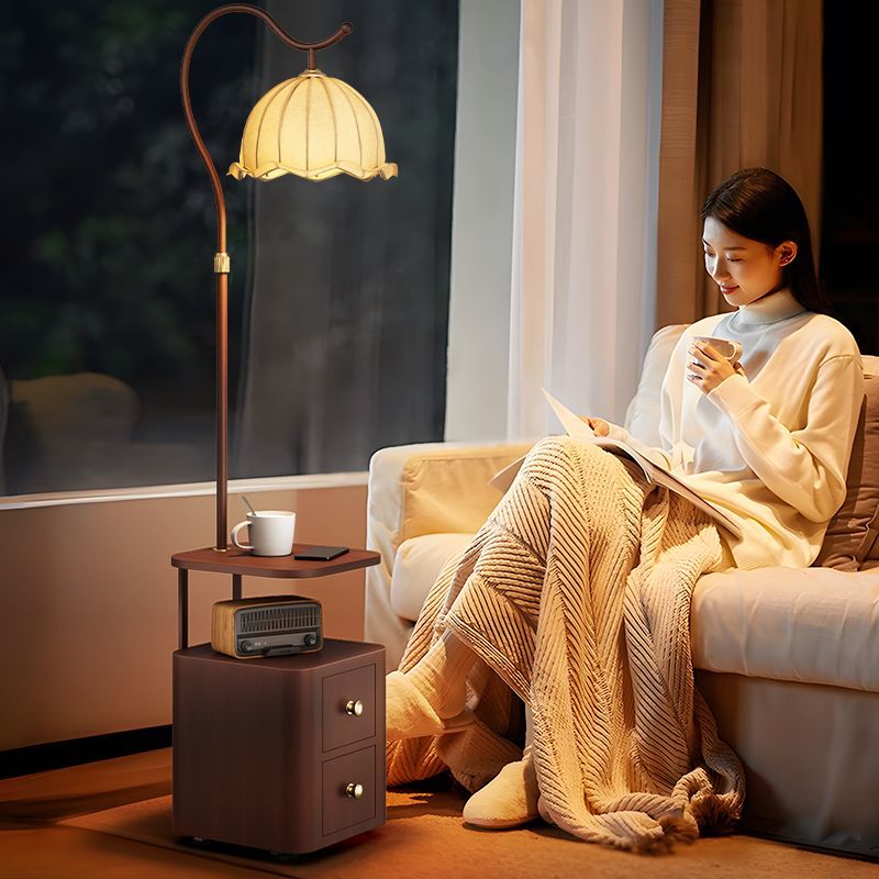 免運附發票 超低價 工廠直銷 復古落地燈客廳沙發旁邊幾收納櫃茶幾燈臥室床頭櫃帶抽屜立式臺燈 出貨快CH71030