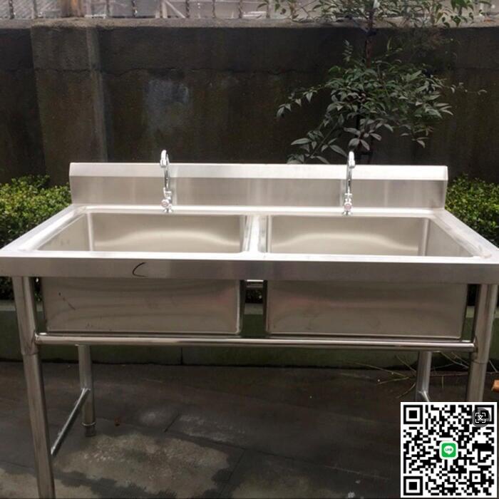 【千羽家居】優惠2件廚房雙水槽一體櫃不銹鋼簡易水斗雙盆落地雙池洗菜盆整體廚房單位