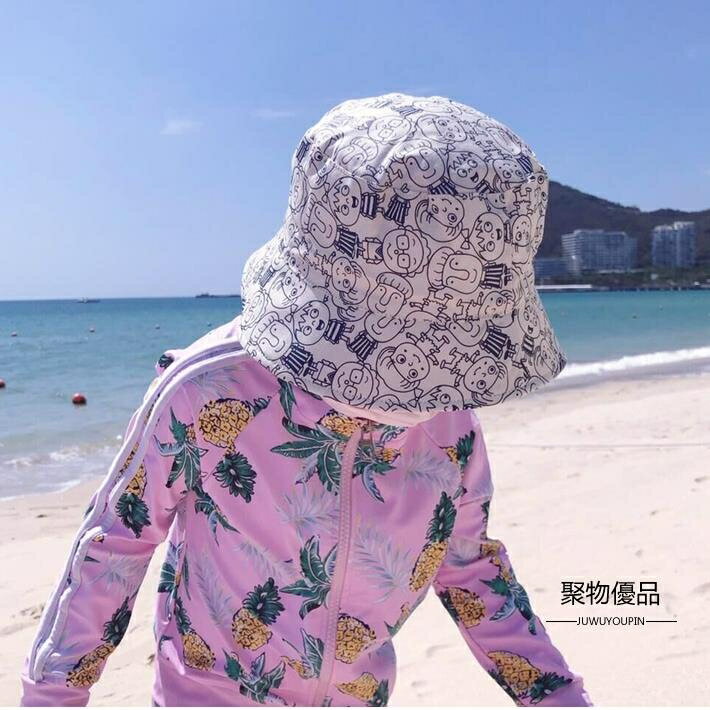 漁夫帽兒童遮陽帽小朋友太陽帽男女寶寶盆帽沙灘防曬【聚物優品】