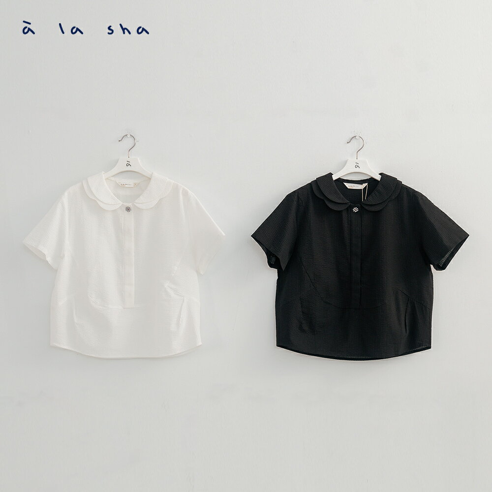 a la sha 花瓣領弧形下襬襯衫 2