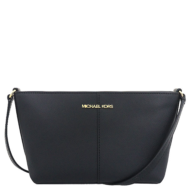 MICHAEL KORS 十字紋斜揹包 防刮PVC 側/肩揹包 餃子包 M77997 黑色MK(現貨)▶指定Outlet商品5折起☆現貨【送禮首選★APP下單點數4倍送】
