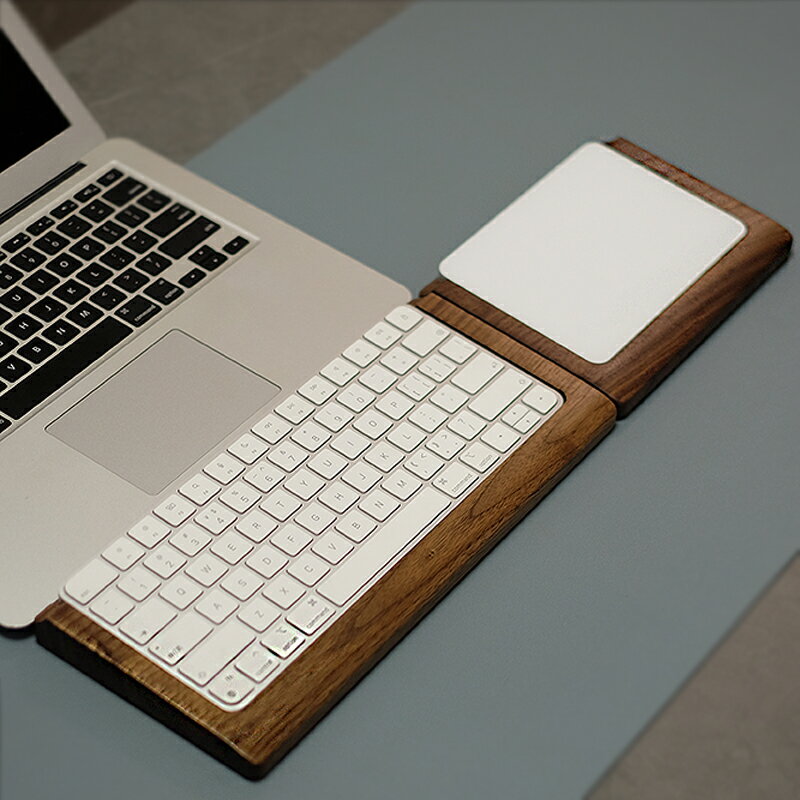 胡桃木keyboard觸摸妙控板鍵盤支架二合一集成底座手托保護殼腕墊 全館免運