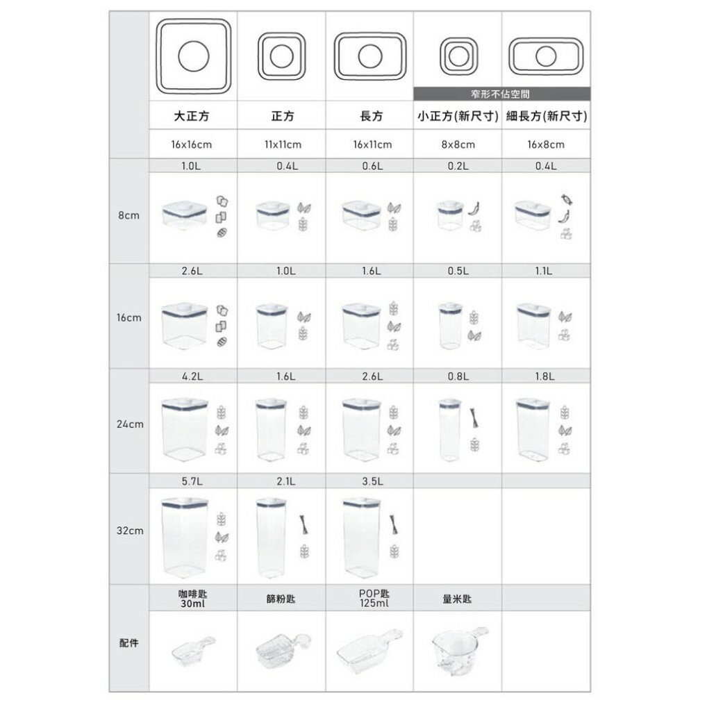 🌞快速出貨 附發票 公司貨🌞OXO POP 按壓 保鮮盒 輕巧 保鮮 堆疊 調味料 餅乾 麵 收納 7
