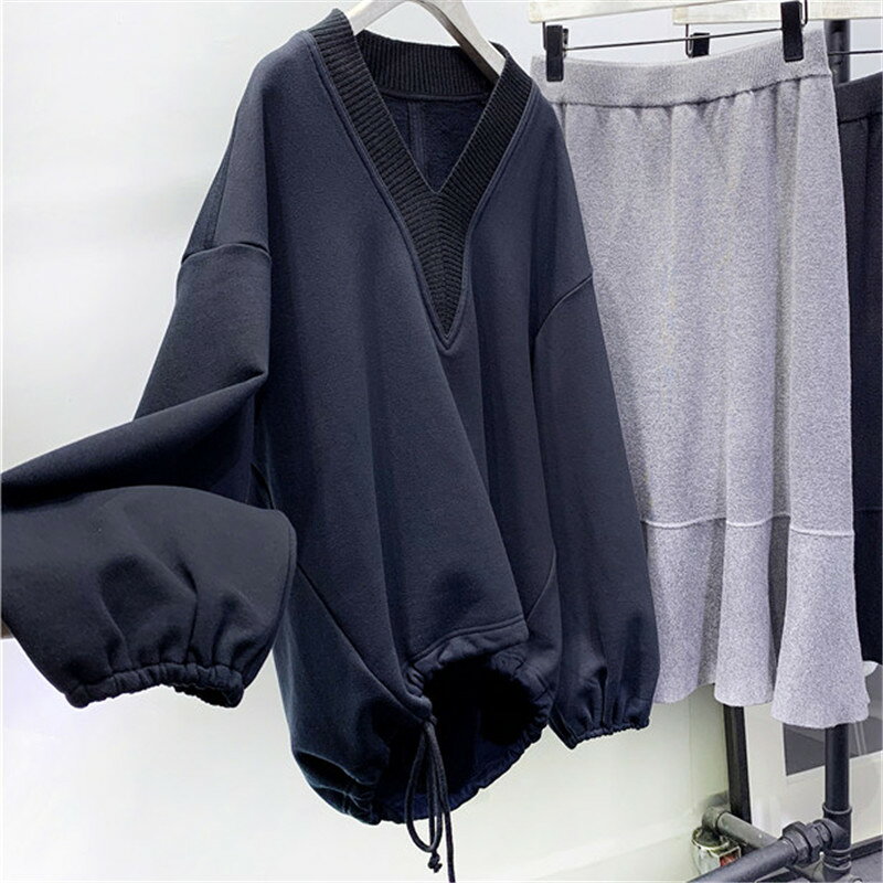 超火cec衛衣女春秋寬松ins潮慵懶風bf學生V領上衣服