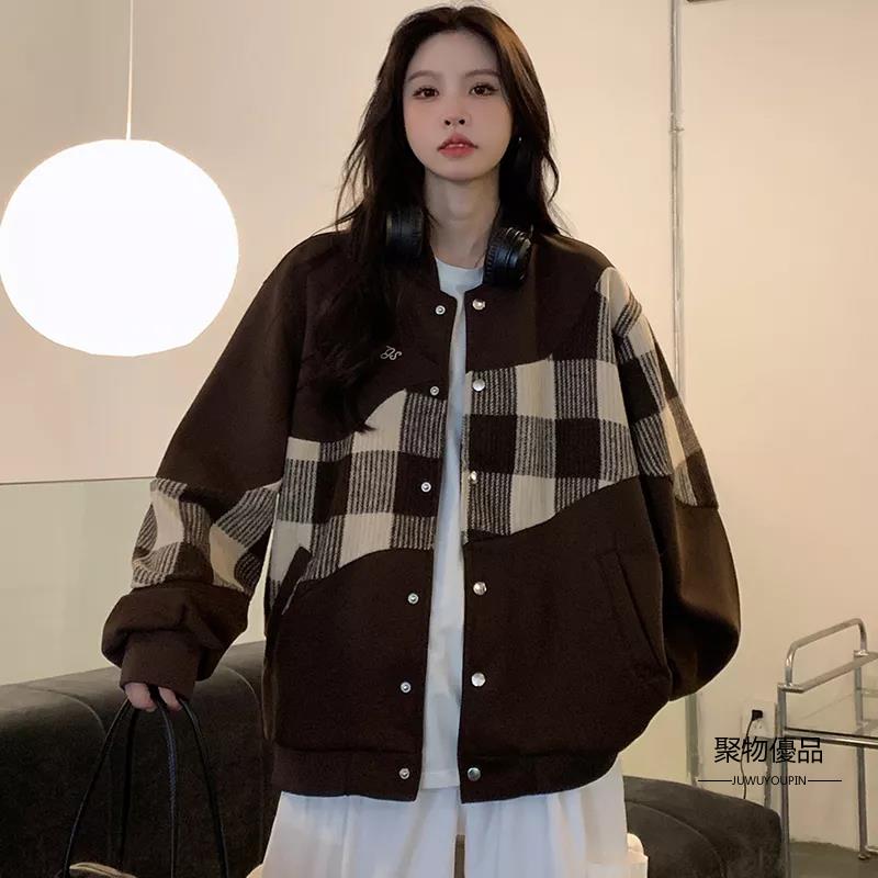 女裝外套春秋休閒舒適美式復古夾克女性棒球服日本【聚物優品】