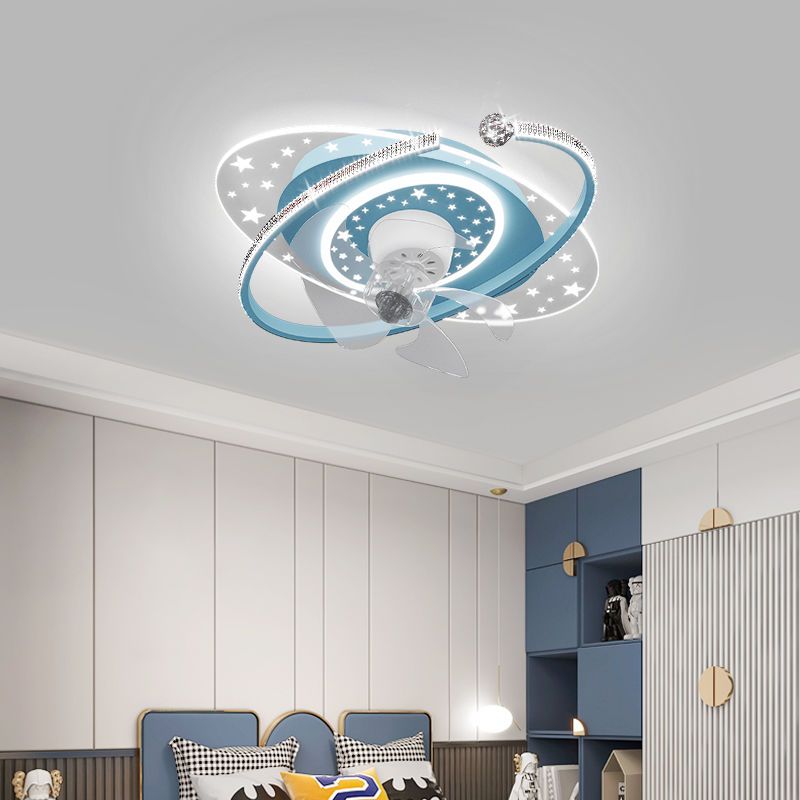臥室燈風扇燈現代簡約北歐創意房間燈led搖頭電扇一體主臥吸頂燈