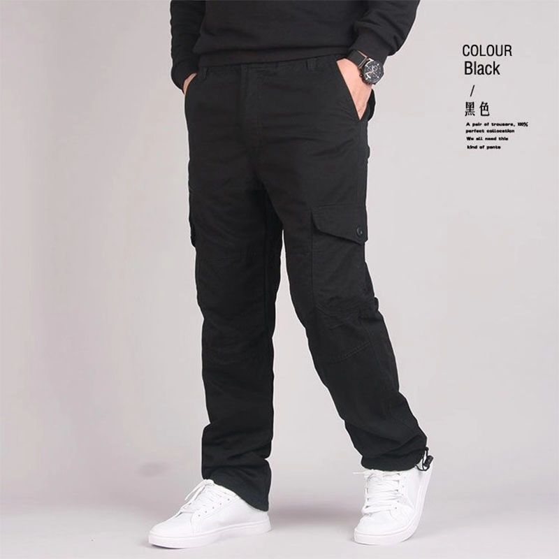 春秋多口袋工裝褲男長褲戶外多功能寬松大碼純棉多功能休閑褲男褲 4