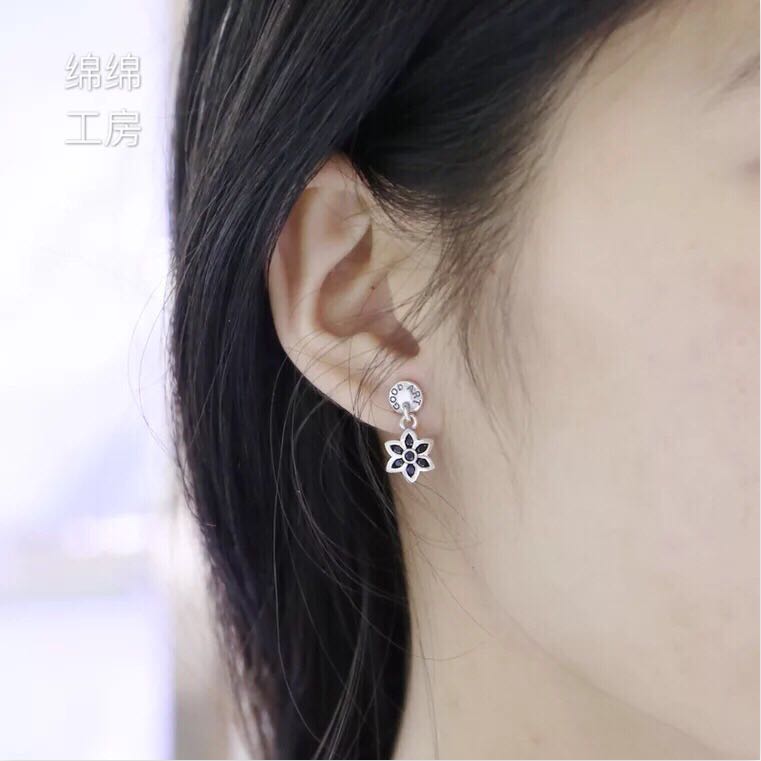 S925純銀時尚飾品 日本櫻花耳釘潮流韓版女個性銀耳飾泰銀耳釘