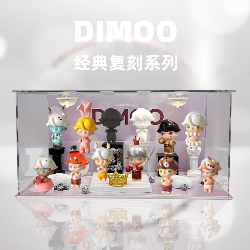 T泡泡瑪特DIMOO經典復刻系列禮盒盲盒手辦亞克力場景展示盒