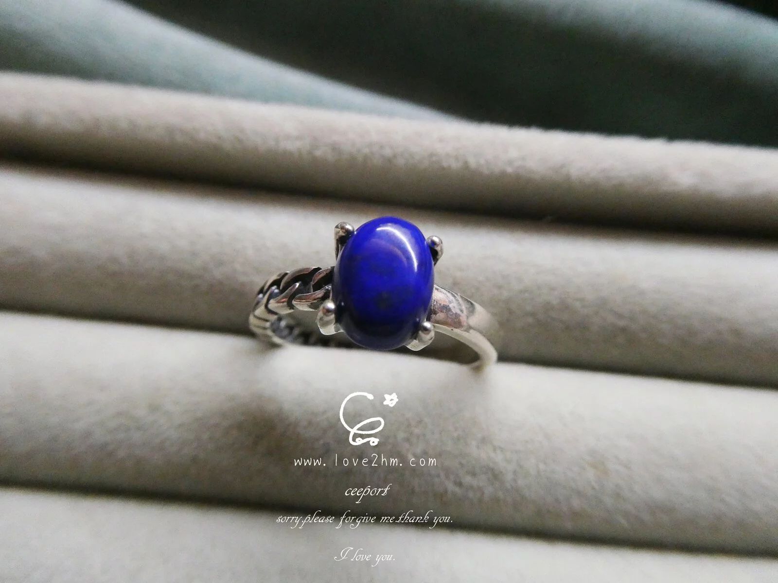 青金石 戒指 2252/青金石/純銀戒指/925純銀/ [晶晶工坊-love2]