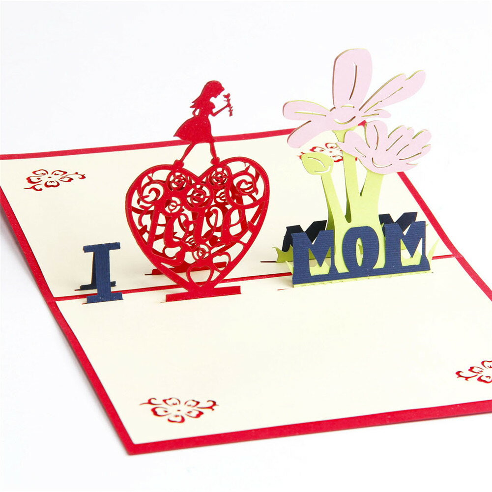 創意3D立體賀卡母親節父親節教師節父母生日賀卡節日祝福寫字卡片