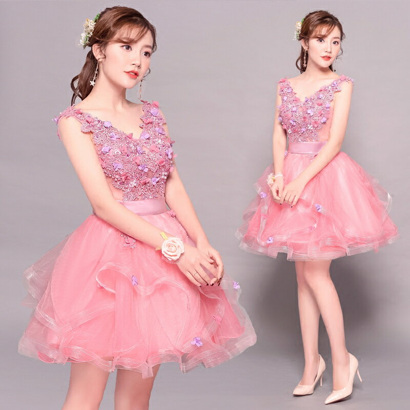 晚禮服彩紗影樓拍照伴娘服年會小禮服主持人演出服藝考禮服女顯瘦