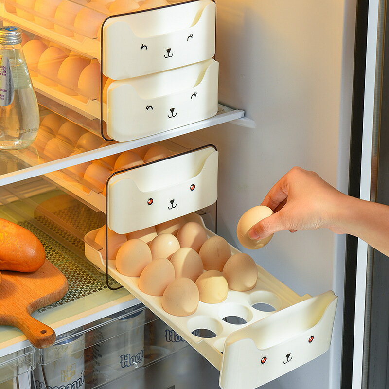 雞蛋收納盒冰箱專用雙層加長款鴨蛋抽屜保鮮-快速出貨