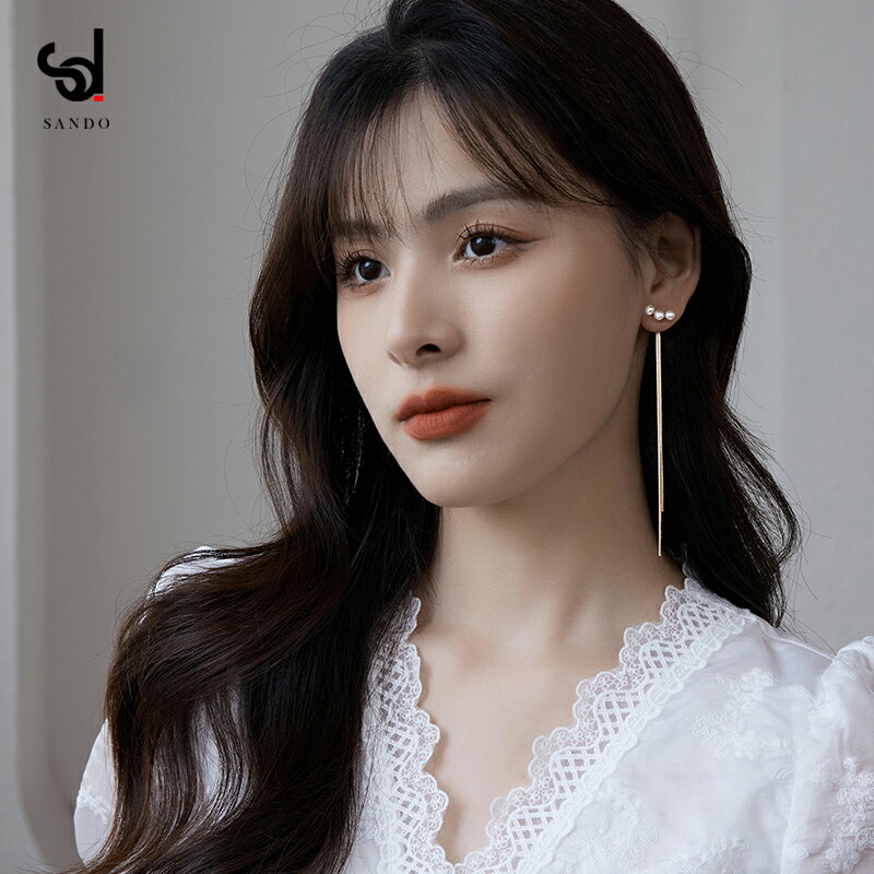 一款兩戴天然珍珠耳釘女夏季長款流蘇顯臉瘦耳環耳飾2022年新款潮