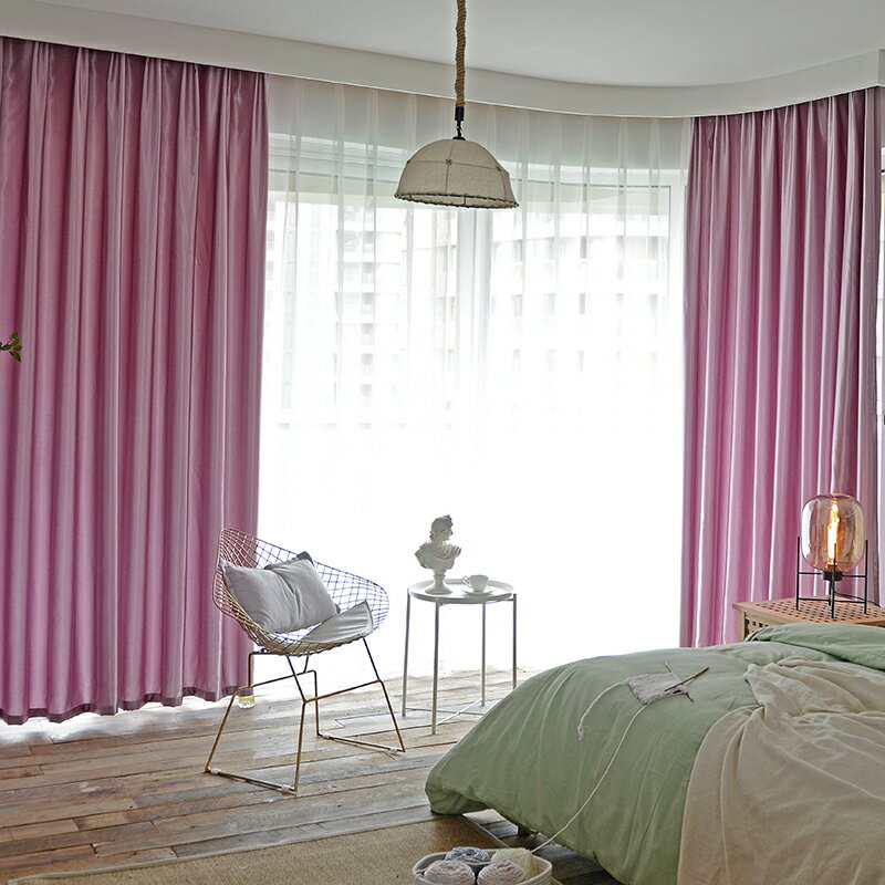 窗簾成品特價清倉處理客廳陽臺飄窗遮光布料臥室現代簡約純色北歐