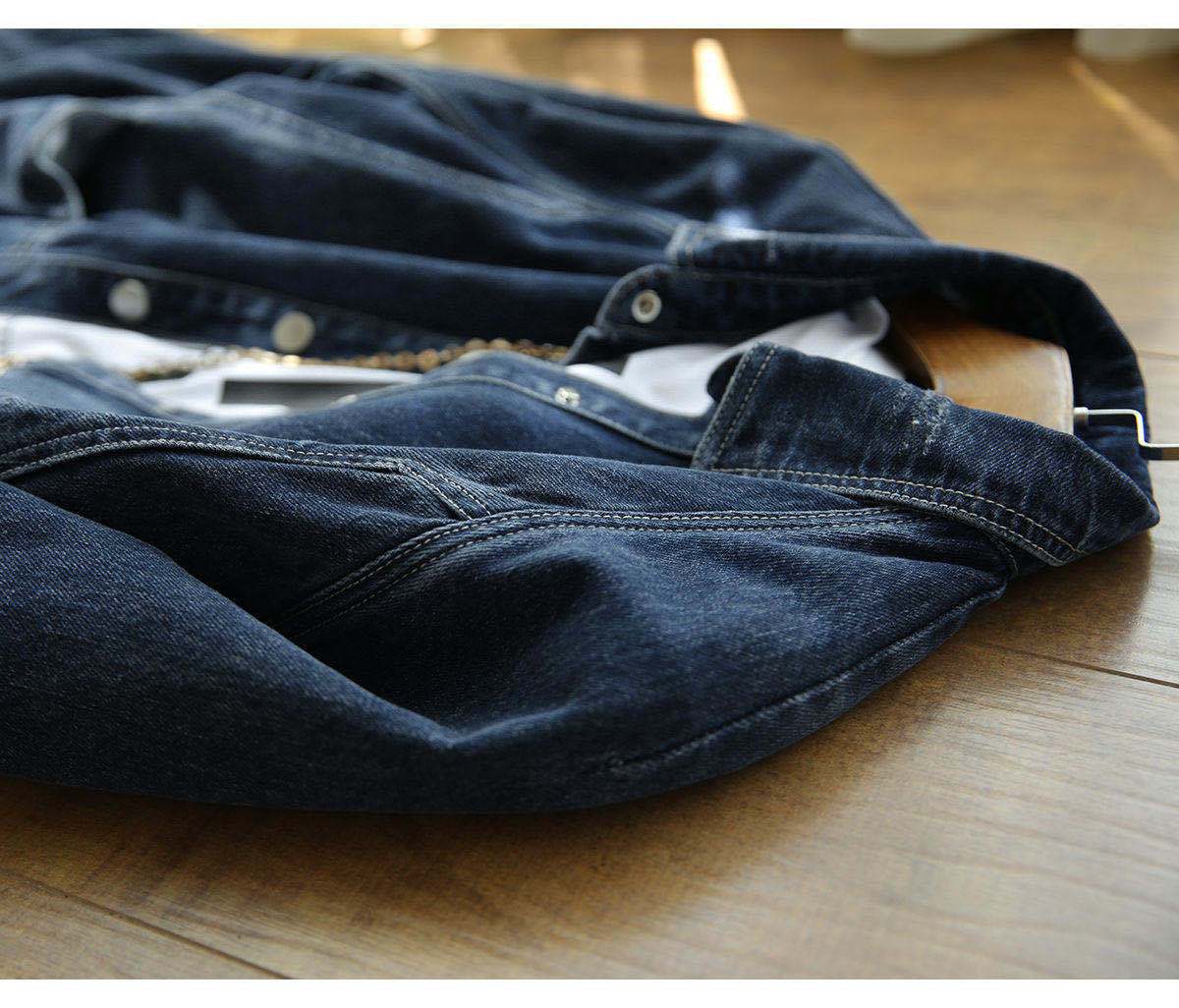 外套 女裝 休閒外套 時尚外套 保暖外套  深藍牛仔外套女2023春秋新款減齡時髦廓形百搭寬鬆顯瘦短外套潮 8