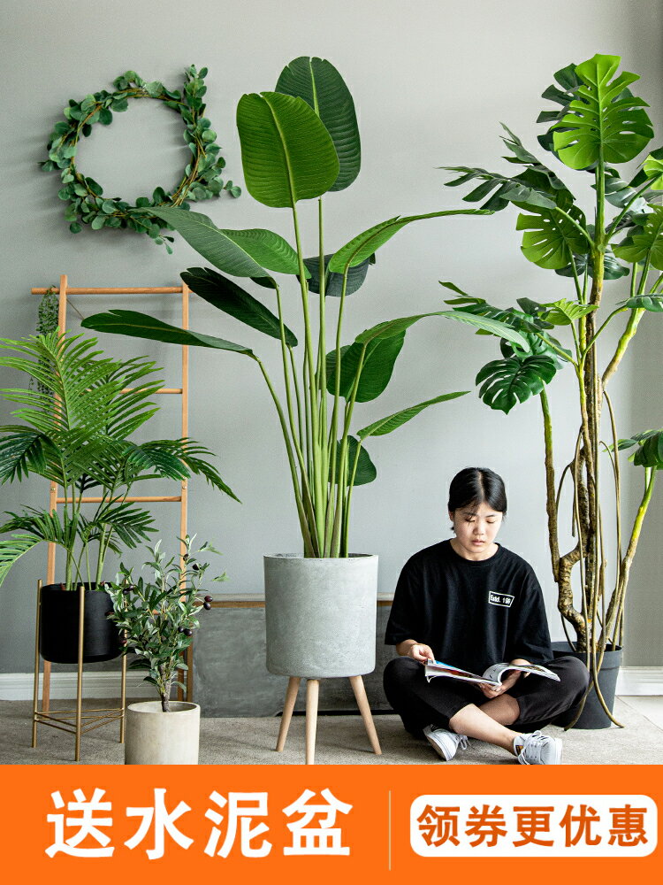北歐大型仿真植物假樹綠植盆栽擺件旅人蕉室內落地櫥窗裝飾造景