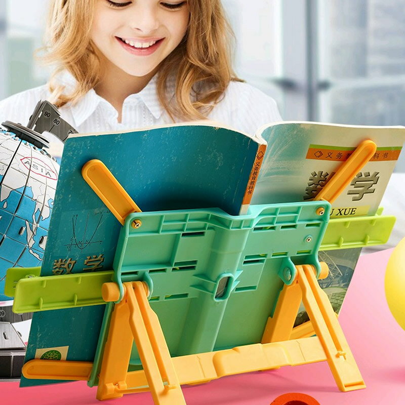 升級款加厚閱讀架單手翻頁夾書器固定書本中小學生讀書架 免安裝簡易折疊看書架手機平板多功能兒童書立支架
