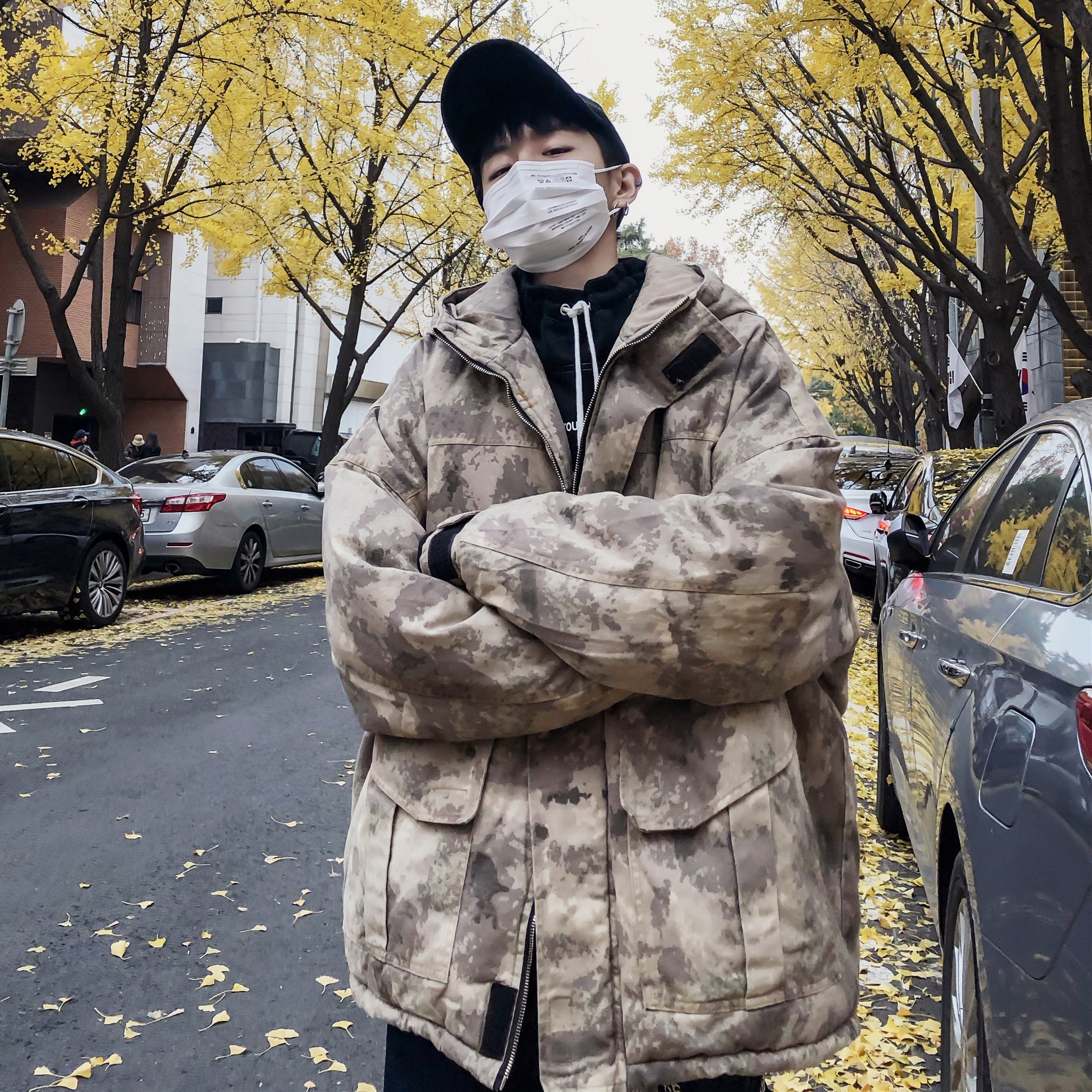 FINDSENSE品牌 秋冬季 新款 韓國 嘻哈純色 個性 加厚 運動 棉衣 寬鬆顯瘦 外套 時尚 潮流上衣