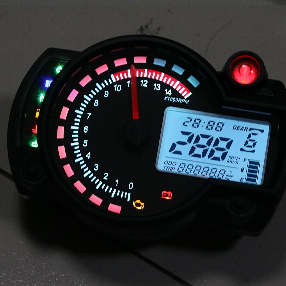 通用數字速度表 7種顏色 LCD數字轉速錶 14000RPM 299 Khh Mph ATV 帶感應線