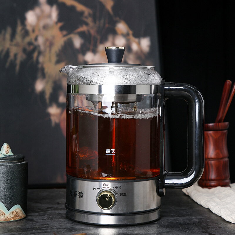 養生壺 茶飲機 喜豬第七代煮茶器家用玻璃蒸汽自動保溫燒水花茶電熱安化黑煮茶壺「限時特惠」