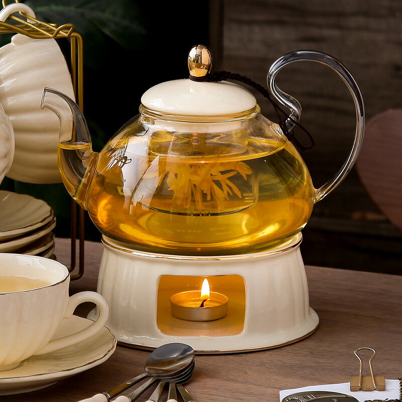 英式咖啡杯簡約玻璃煮花茶壺水果套裝歐式下午茶具蠟燭加耐熱禮物 全館免運