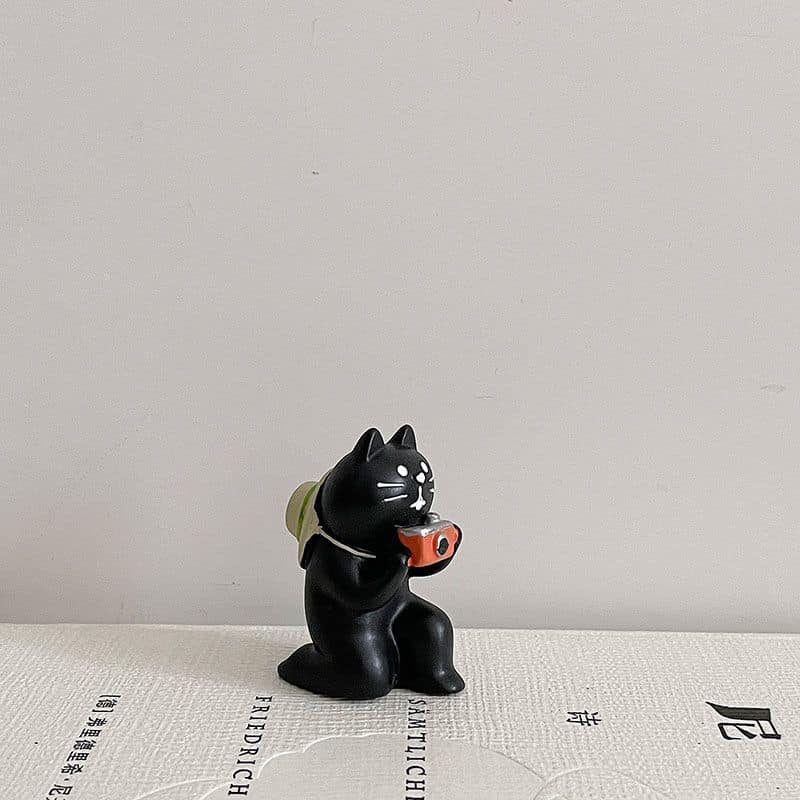 日式黑白貓攝影貓 治癒系可愛日式小擺件桌面裝飾品 1
