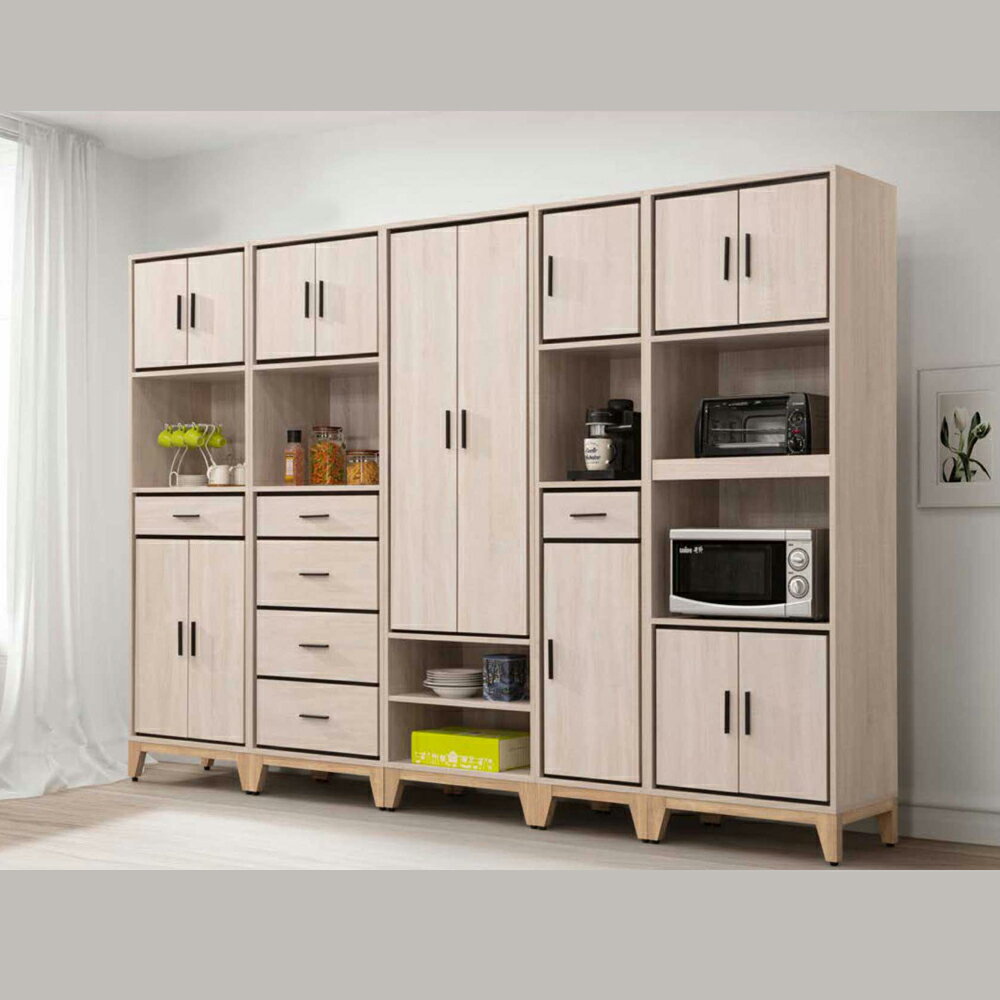 【多木家居】木斯MOOSE-505/280公分收納櫃+開放鞋櫃+碗盤櫃全組