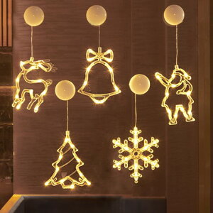 聖誕LED創意造型雪人聖誕樹鈴鐺雪花房間裝飾北歐布置櫥窗吸盤燈