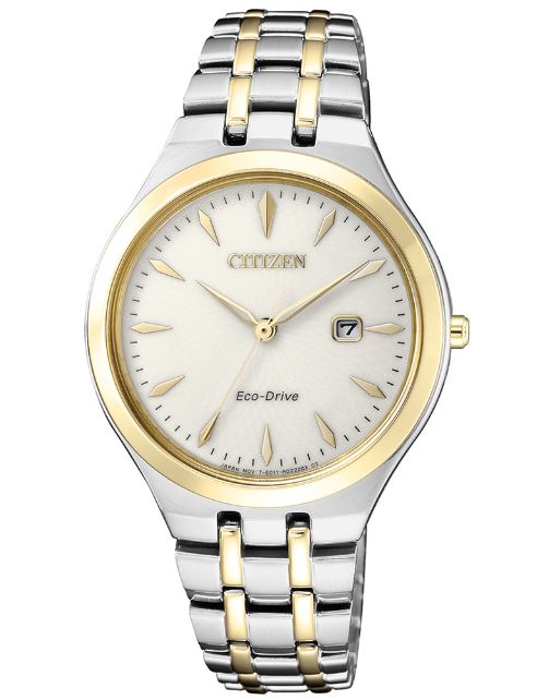 CITIZEN 星辰錶 EW2494-89B 淬鍊風采光動能時尚腕錶/銀+金 32mm