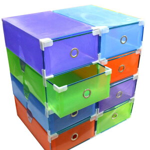包邊抽屜式鞋盒1入 彩色鞋盒 透明鞋盒/收納鞋盒/收納盒【GC135】 123便利屋