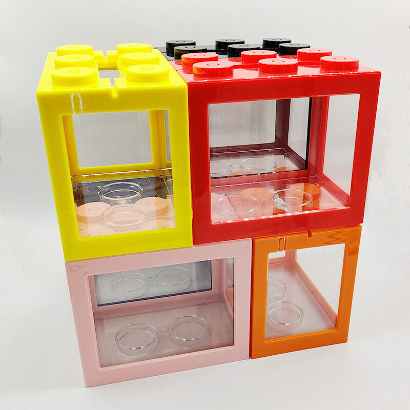 迷妳缸小型創意亞克力魚缸缸超白桌面積木觀賞盒水族箱