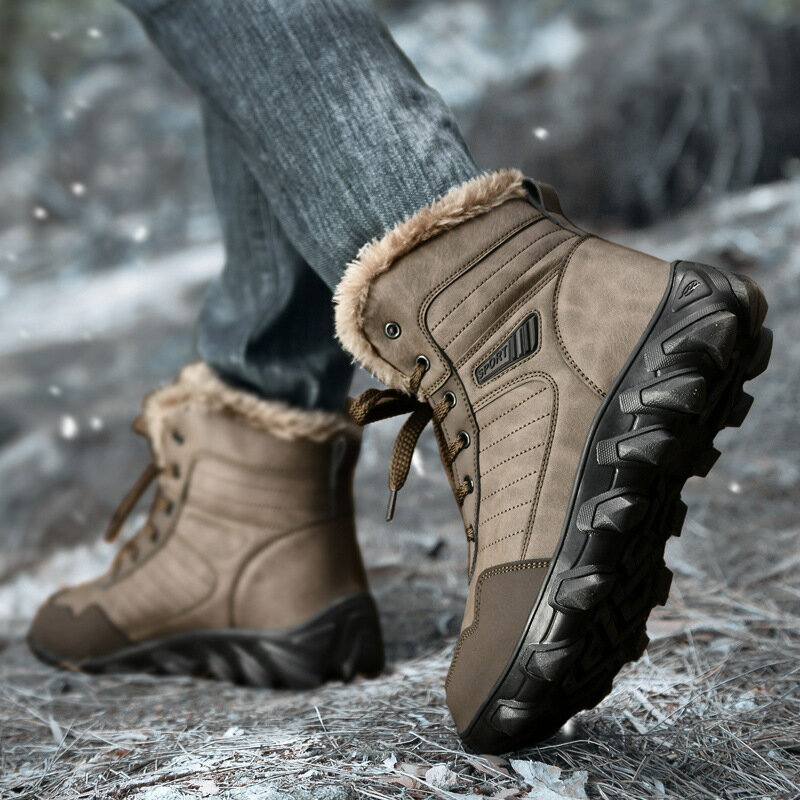 【免運】可開發票 雪靴 大碼冬季戶外訓練作業鞋男士高幫登山鞋防水加絨加厚雪地靴子