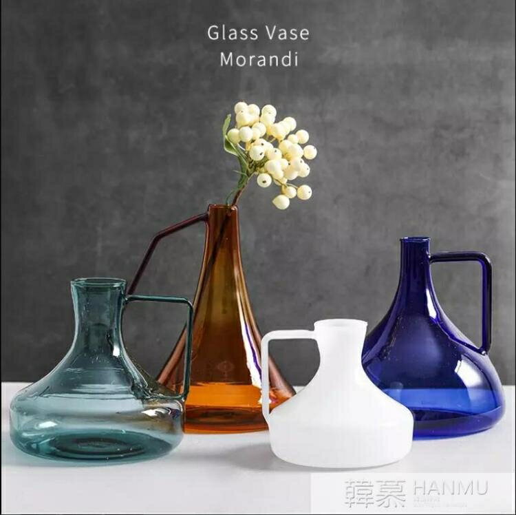 莫蘭迪色北歐花瓶擺件玻璃瓶透明小號插花花器ins客廳簡約創意 【麥田印象】