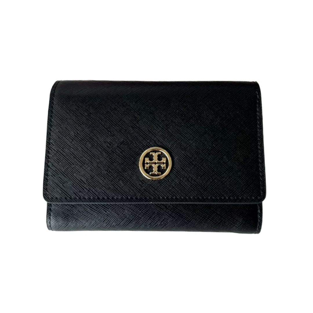 精選★TORY BURCH 時尚簡約純色雙TLogo翻蓋開合十字紋牛皮錢包 59029(預新品)【夏日美包★菲尼斯 國際精品↘3折起】