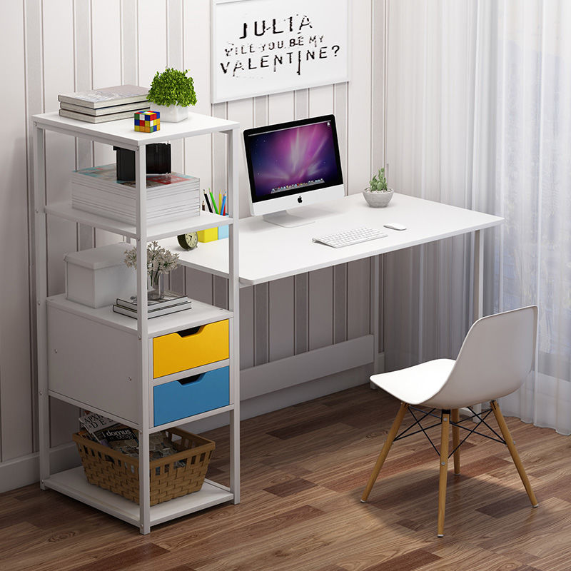 書桌書架組合一體臺式桌簡約租房學生學習家用電腦桌簡易臥室桌子