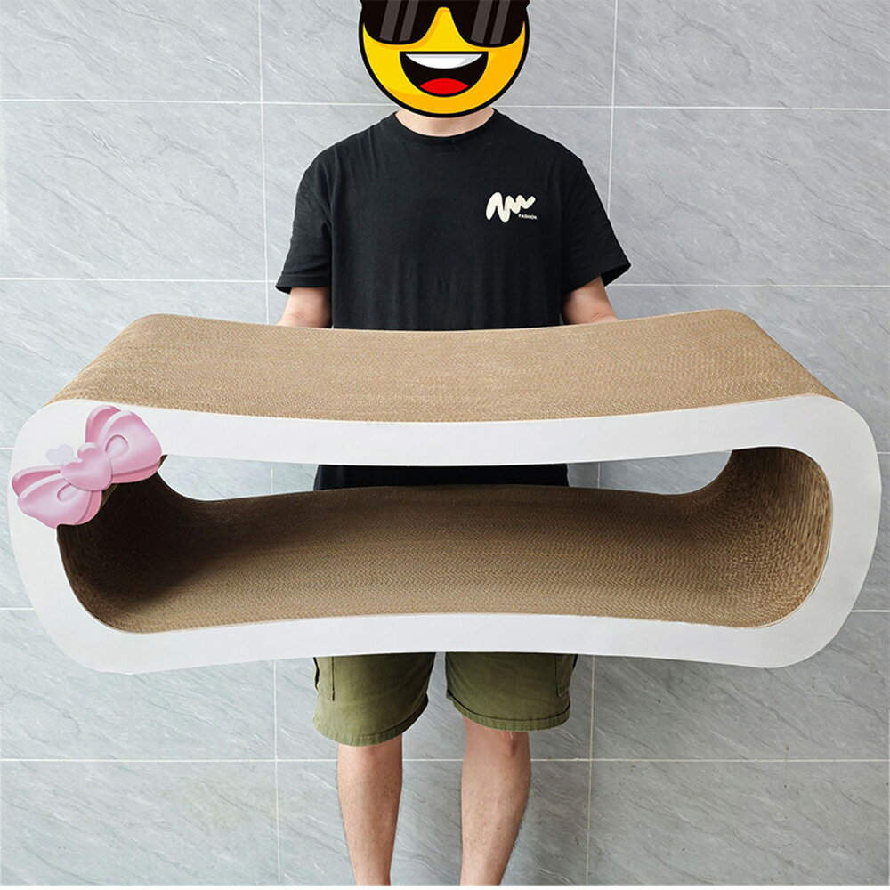 【台灣現貨】超長白色蝴蝶結貓咪鈴鐺玩具 加強芯承重強貓抓板 多貓肥貓無憂超大磨爪板 咖啡色貓咪貓窩 貓咪榻榻米 3