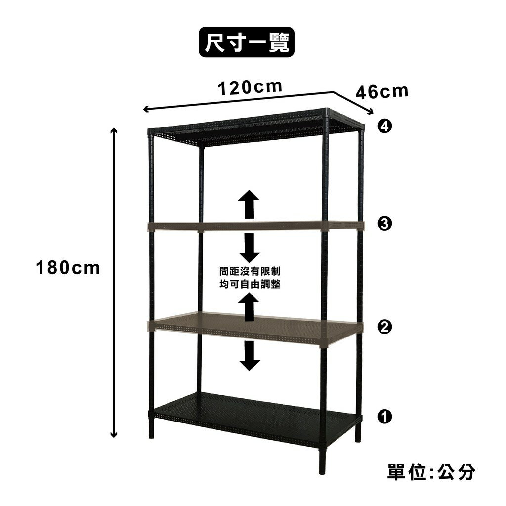 【現貨|免運 MIT】沖孔鐵架 層架|120X46X180cm 四/五層架 鐵架 收納架 沖孔置物架 貨架 儲物架 書架 | 奇意生活館 ...